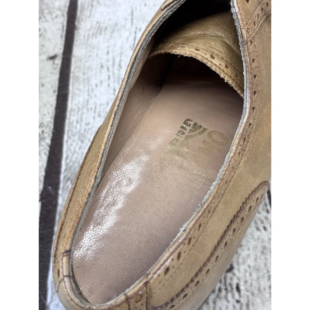 Salvatore Ferragamo Men's Tan Leather Wingtip Oxford Brogue‎ Shoes 8.5D Italy